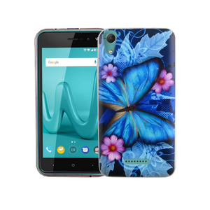 Handy Hlle fr Wiko Lenny 4 Blauer Schmetterling Smartphone Cover Bumper Schale Etuis