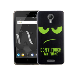 Handy H�lle f�r Wiko Jerry 2 Dont Touch My Phone Gr�n Smartphone Cover Bumper Schale Etuis