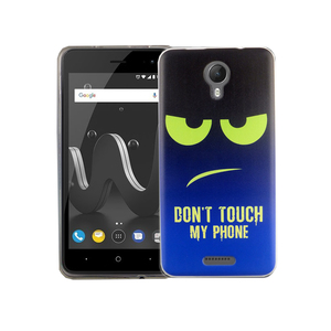 Handy H�lle f�r Wiko Jerry 2 Dont Touch My Phone Blau / Gr�n Smartphone Cover Bumper Schale Etuis