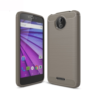 Motorola Moto C TPU Case Carbon Fiber Optik Brushed Schutz Hlle Grau
