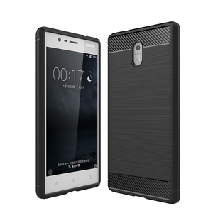 Nokia 3 TPU Case Carbon Fiber Optik Brushed Schutz Hlle Schwarz