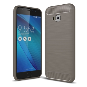 Asus Zenfone 4 Selfie ZD553KL TPU Case Carbon Fiber Optik Brushed Schutz Hlle Grau