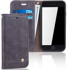 Handy Hlle Schutz Tasche fr Apple iPhone 6 Cover Wallet Etui Grau