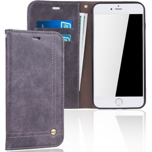 Handy H�lle Schutz Tasche f�r Apple iPhone 7 Plus Cover Wallet Etui Grau