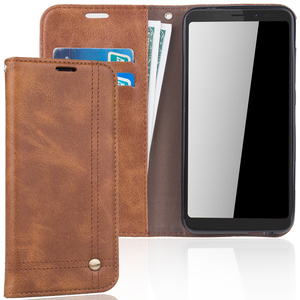 Handy H�lle Schutz Tasche f�r Wiko View Cover Wallet Etui Braun