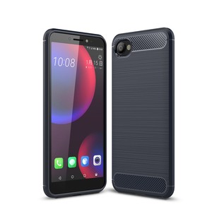 HTC Desire 12 Hlle Silikon Blau Carbon Optik Case TPU Handyhlle Bumper 211755