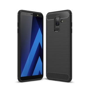 Samsung Galaxy A6 Plus 2018 Hlle Silikon Schwarz Carbon Optik Case TPU Handyhlle Bumper 211772