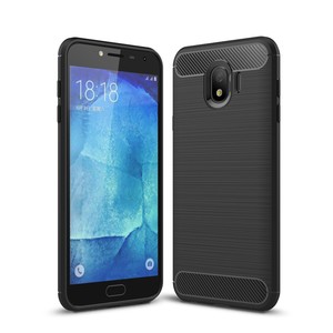 Samsung Galaxy J4 Hlle Silikon Schwarz Carbon Optik Case TPU Handyhlle Bumper 211778