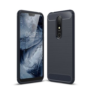 Nokia X6 H�lle Silikon Blau Carbon Optik Case TPU Handyh�lle Bumper 211785