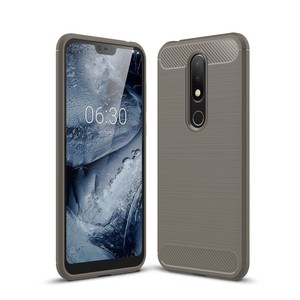 Nokia X6 H�lle Silikon Grau Carbon Optik Case TPU Handyh�lle Bumper 211786