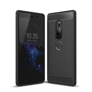Sony Xperia XZ2 Premium H�lle Silikon Schwarz Carbon Optik Case TPU Handyh�lle Bumper 211787