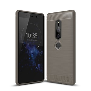 Sony Xperia XZ2 Premium H�lle Silikon Grau Carbon Optik Case TPU Handyh�lle Bumper 211789