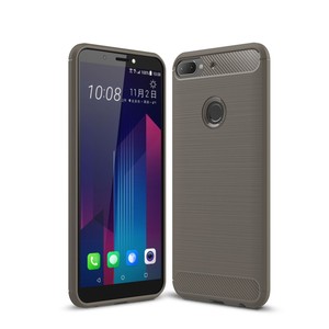 HTC Desire 12 Plus H�lle Silikon Grau Carbon Optik Case TPU Handyh�lle Bumper 211792