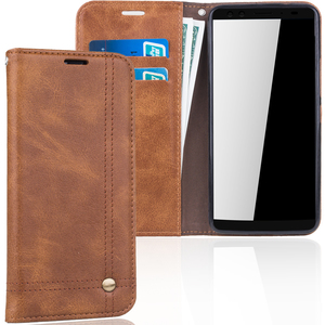 Handy Hlle Schutz Tasche fr HTC U12 Cover Wallet Etui Braun