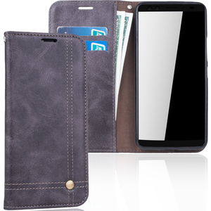 Handy Hlle Schutz Tasche fr HTC U12 Cover Wallet Etui Grau