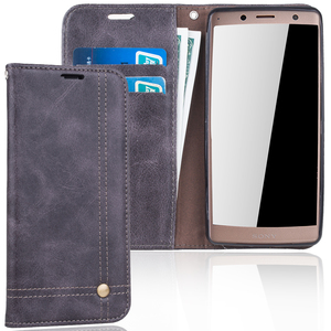 Handy Hlle Schutz Tasche fr Sony Xperia XZ2 Cover Wallet Etui Grau