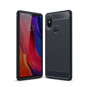 Xiaomi Mi 8 SE Hlle Silikon Blau Carbon Optik Case TPU Handyhlle Bumper