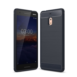 Nokia 2.1 H�lle Silikon Blau Carbon Optik Case TPU Handyh�lle Bumper