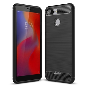 Xiaomi Redmi 6 Hlle Silikon Schwarz Carbon Optik Case TPU Handyhlle Bumper
