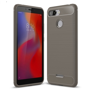 Xiaomi Redmi 6 H�lle Silikon Grau Carbon Optik Case TPU Handyh�lle Bumper
