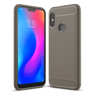 Xiaomi Redmi 6 Pro H�lle Silikon Grau Carbon Optik Case TPU Handyh�lle Bumper