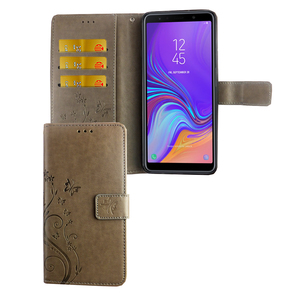 Schutz Hlle Blumen fr Handy Samsung Galaxy A9 2018 Grau Wallet Cover Case