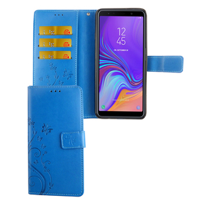 Schutz Hlle Blumen fr Handy Samsung Galaxy A9 2018 Blau Wallet Cover Case