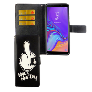 Samsung Galaxy A9 2018 Tasche Handy Hlle Schutz-Cover Flip-Case mit Kartenfach  Have a nice day