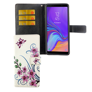 Samsung Galaxy A9 2018 Tasche Handy Hlle Schutz-Cover Flip-Case mit Kartenfach  Lotusblume