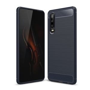 Huawei P30 TPU Case Carbon Fiber Optik Brushed Schutz Hlle Blau