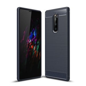 Sony Xperia XZ4 TPU Case Carbon Fiber Optik Brushed Schutz H�lle Blau