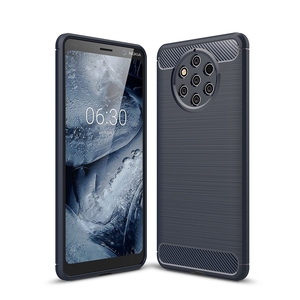 Nokia 9 Pure View TPU Case Carbon Fiber Optik Brushed Schutz Hlle Blau