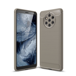 Nokia 9 Pure View TPU Case Carbon Fiber Optik Brushed Schutz Hlle Grau
