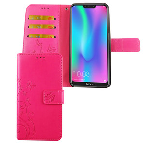 Huawei P Smart 2019 Handy Hlle Schutz-Tasche Cover Flip-Case Kartenfach Pink