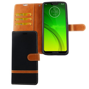 Motorola Moto G7 Handy Hlle Schutz-Tasche Case Cover Kartenfach Etuis Schwarz