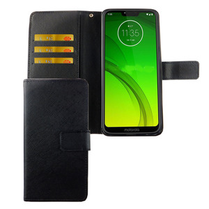 Motorola Moto G7 Tasche Handy H�lle Schutz-Cover Flip-Case mit Kartenfach Schwarz