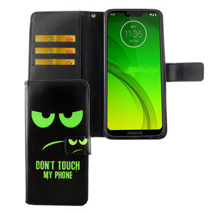 Motorola Moto G7 Tasche Handy H�lle Schutz-Cover Flip-Case mit Kartenfach Dont touch my phone