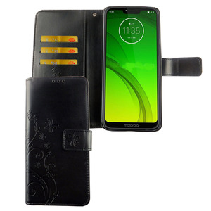 Motorola Moto G7 Handy Hlle Schutz-Tasche Cover Flip-Case Kartenfach Schwarz