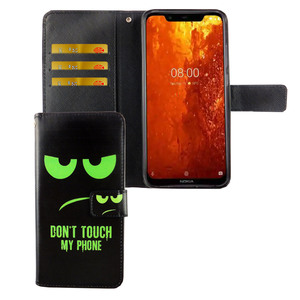 Nokia 8.1 / Nokia X7 Tasche Handy H�lle Schutz-Cover Flip-Case mit Kartenfach Dont touch my phone