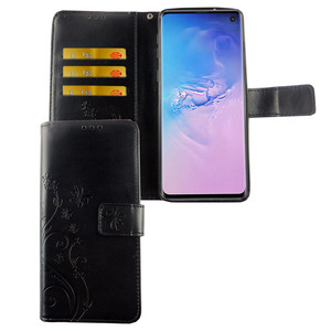 Samsung Galaxy S10 Handy H�lle Schutz-Tasche Cover Flip-Case Kartenfach Schwarz