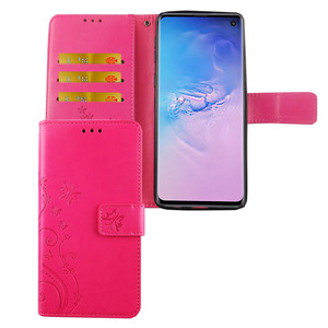 Samsung Galaxy S10 Handy Hlle Schutz-Tasche Cover Flip-Case Kartenfach Pink