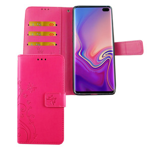 Samsung Galaxy S10 Plus Handy Hlle Schutz-Tasche Cover Flip-Case Kartenfach Pink