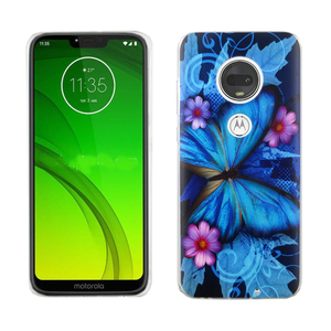 Motorola Moto G7 K�nig Design Handy H�lle Schutz-Case Cover Bumper Schmetterling Blau