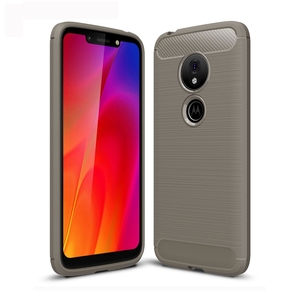 Motorola Moto G7 Play TPU Case Carbon Fiber Optik Brushed Schutz Hlle Grau