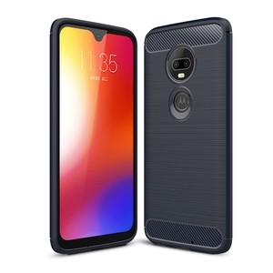 Motorola Moto G7 TPU Case Carbon Fiber Optik Brushed Schutz H�lle Blau