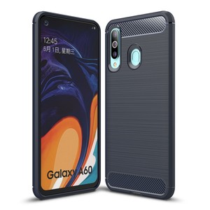 Samsung Galaxy A60 TPU Case Carbon Fiber Optik Brushed Schutz H�lle Blau