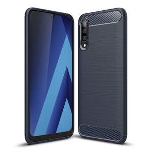 Samsung Galaxy A70 TPU Case Carbon Fiber Optik Brushed Schutz H�lle Blau