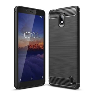 Nokia 1 Plus TPU Case Carbon Fiber Optik Brushed Schutz Hlle Schwarz