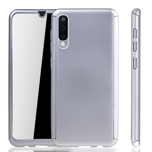 Handyhlle Schutzhlle fr Samsung Galaxy A50 Full Case Cover Displayschutz 360 Silber