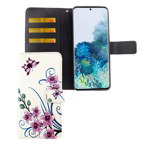 Samsung Galaxy S20 Tasche Handy H�lle Schutz-Cover Flip-Case mit Kartenfach Lotusblume